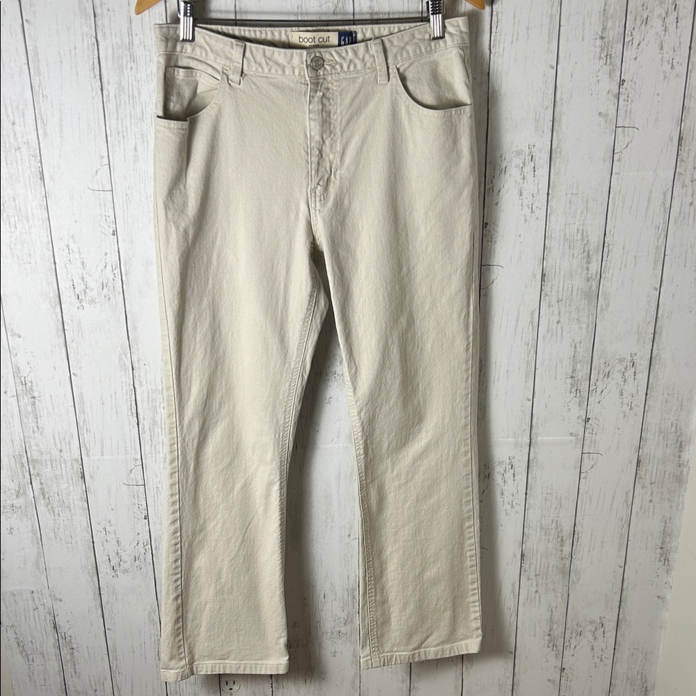 GAP Cream Boot Cut Pants Womens size 12 stretch casual comfort zipper fly